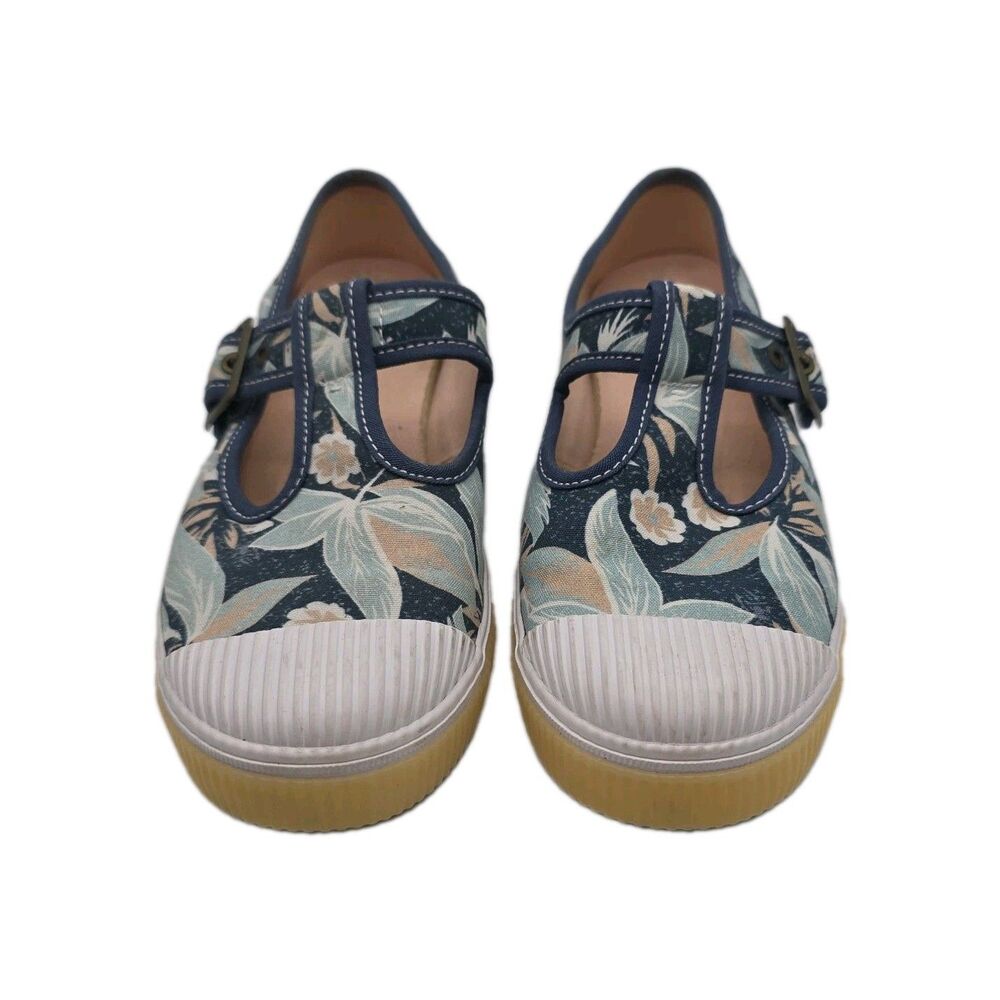 TOMS Womens Floral Canvas Mary Jane Shoes With Buckle Strap 7.5 Boho Festival